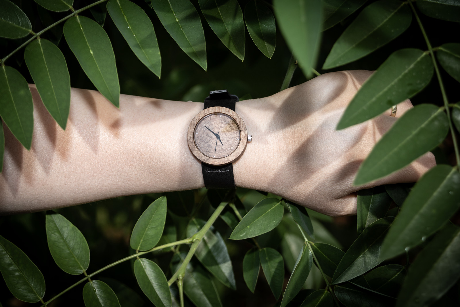 Dřevěné hodinky, model “Alfa”. Vyrobeno z buku.