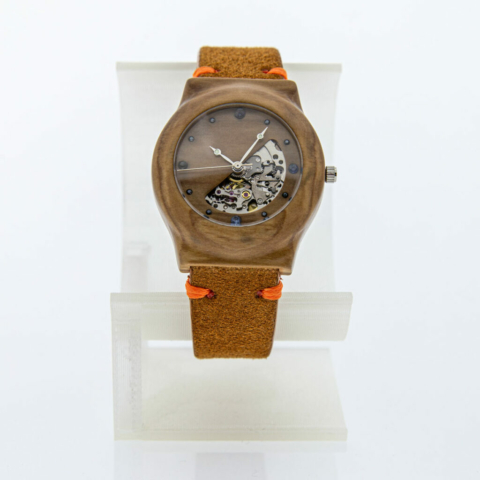Šeříkové dřevěné hodinky Ideal Automat (4x Safír + 8x kubický zirkon)
