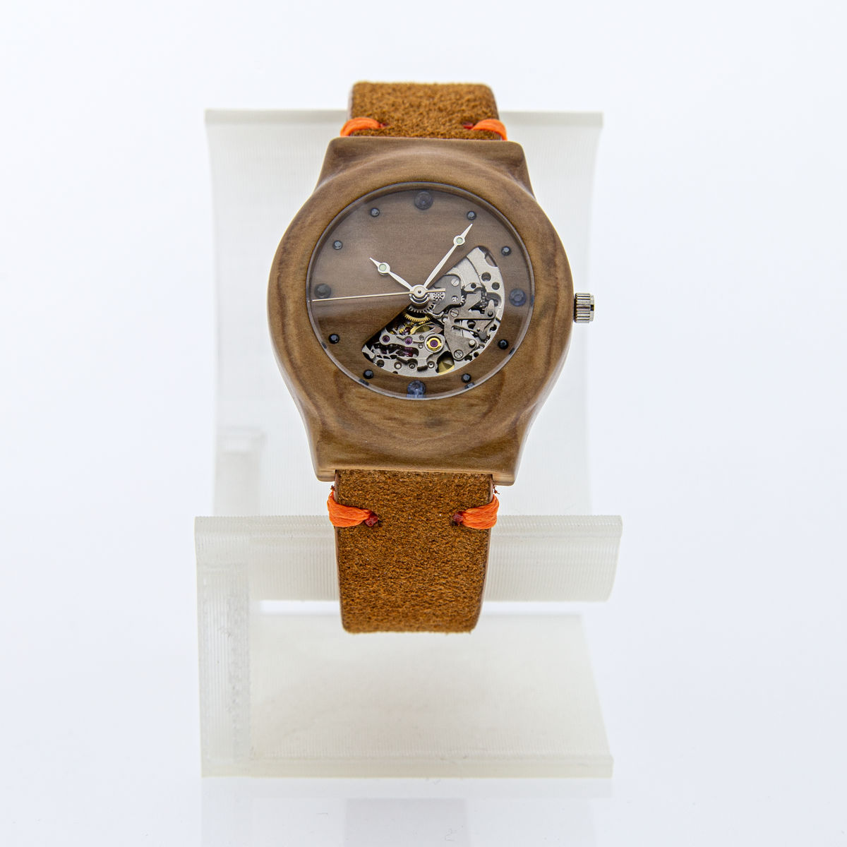 Šeříkové dřevěné hodinky Ideal Automat (4x Safír + 8x kubický zirkon)